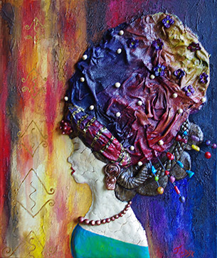 Vrouw met gekleurde tulband